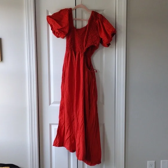  FREE PEOPLE Kalina Midi dress in Persimmon size Large - Picture 8 of 8